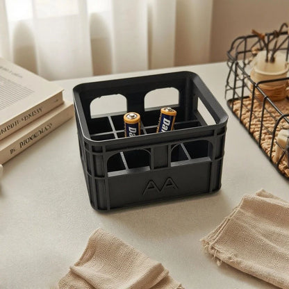 Retro Industrial Battery Storage Box Organizer for Desk & Home