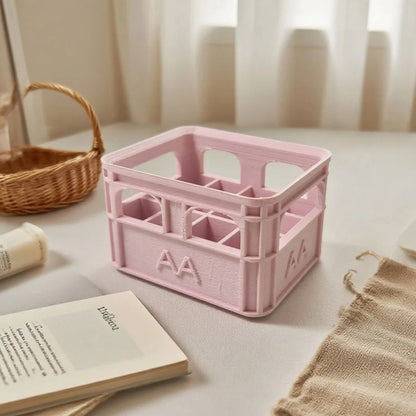 Retro Industrial Battery Storage Box Organizer for Desk & Home