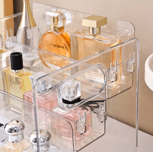 3-Tier Acrylic Perfume Display Stand Transparent Cosmetic Organizer Shelf