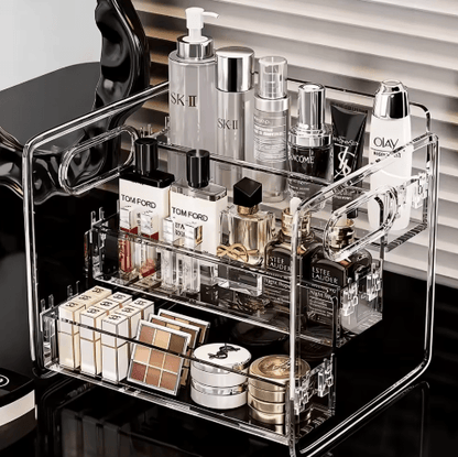 3-Tier Acrylic Perfume Display Stand Transparent Cosmetic Organizer Shelf