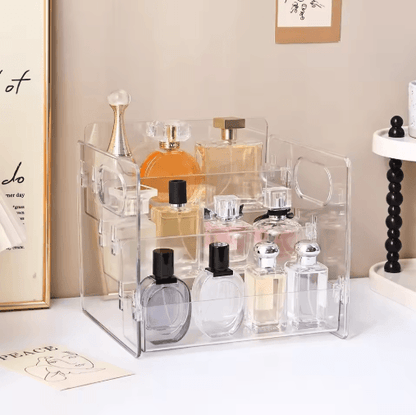 3-Tier Acrylic Perfume Display Stand Transparent Cosmetic Organizer Shelf