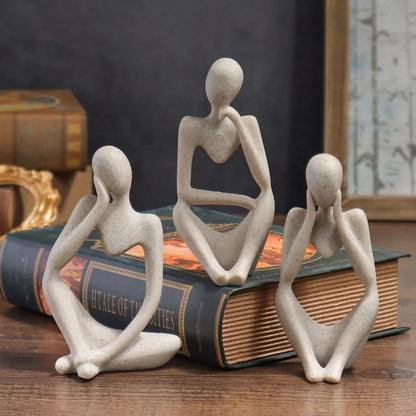 Minimalist Human Contemplation Sculpture – Modern Abstract Figurine for Home & Office Decor