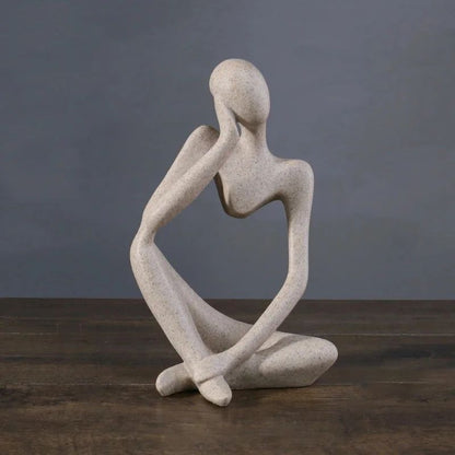 Minimalist Human Contemplation Sculpture – Modern Abstract Figurine for Home & Office Decor