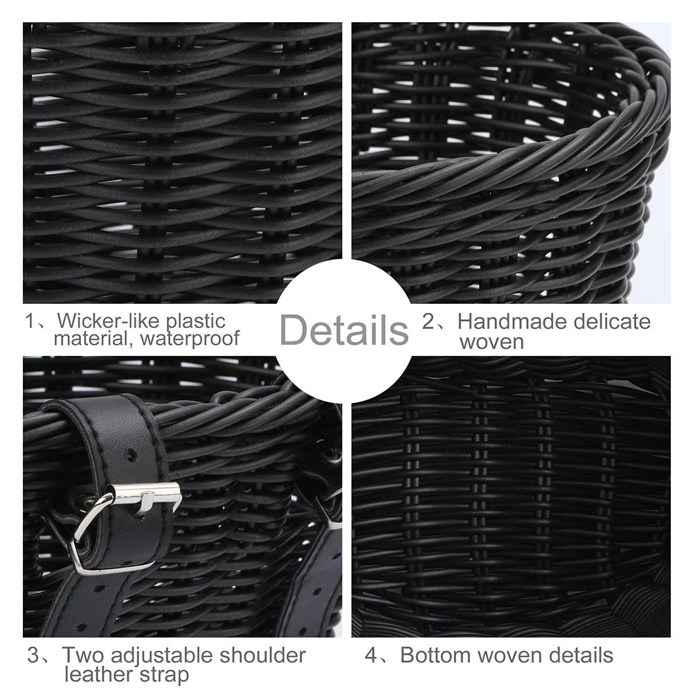 UrbanCarry Bicycle Front Basket Adjustable Handlebar Woven Bike Basket