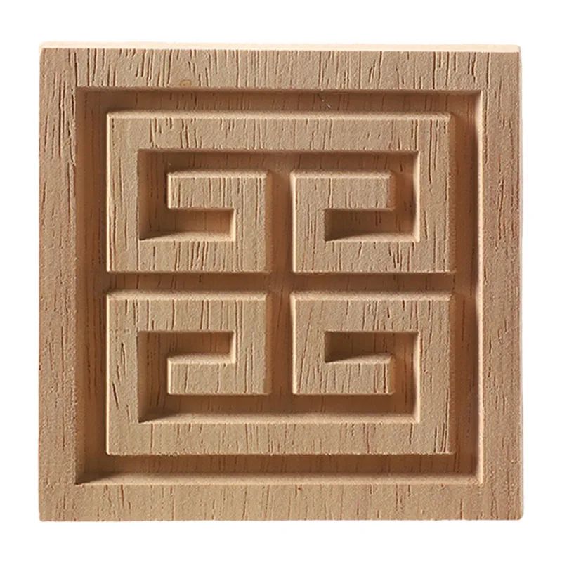 European Carved Wood Corner Applique – Unpainted Floral Furniture Decal for Vintage Home Decor