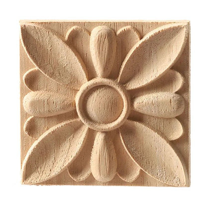 European Carved Wood Corner Applique – Unpainted Floral Furniture Decal for Vintage Home Decor