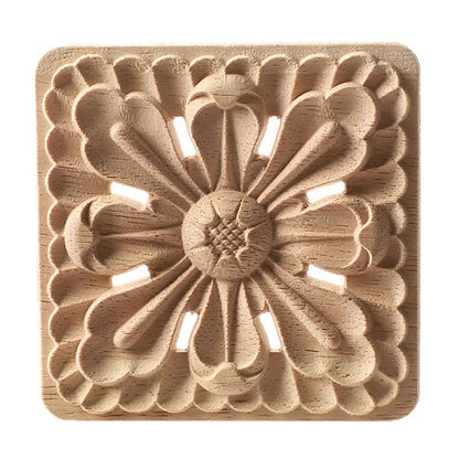 European Carved Wood Corner Applique – Unpainted Floral Furniture Decal for Vintage Home Decor