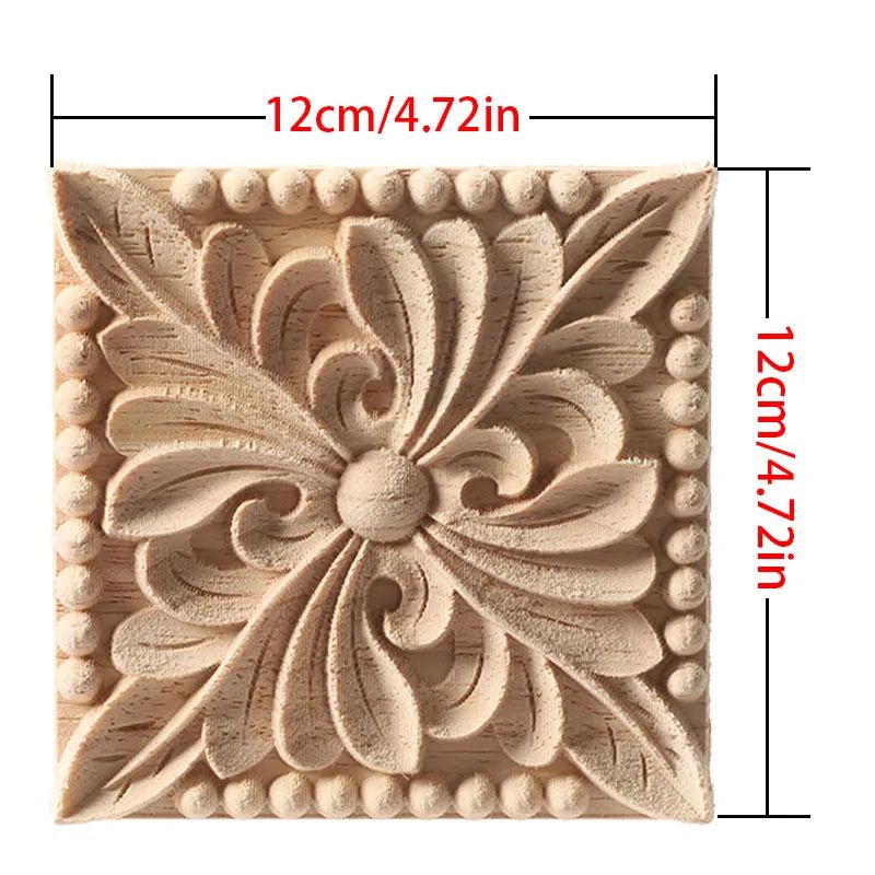 European Carved Wood Corner Applique – Unpainted Floral Furniture Decal for Vintage Home Decor