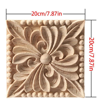European Carved Wood Corner Applique – Unpainted Floral Furniture Decal for Vintage Home Decor