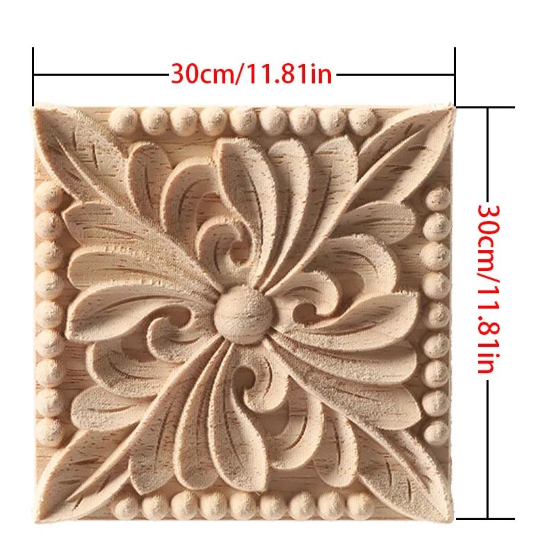 European Carved Wood Corner Applique – Unpainted Floral Furniture Decal for Vintage Home Decor