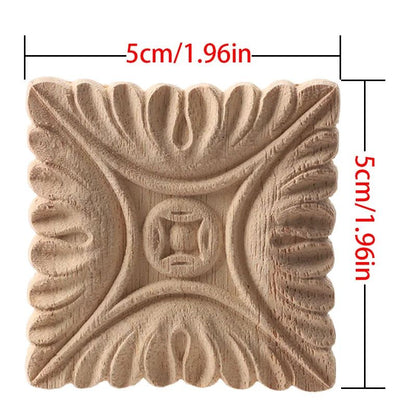 European Carved Wood Corner Applique – Unpainted Floral Furniture Decal for Vintage Home Decor