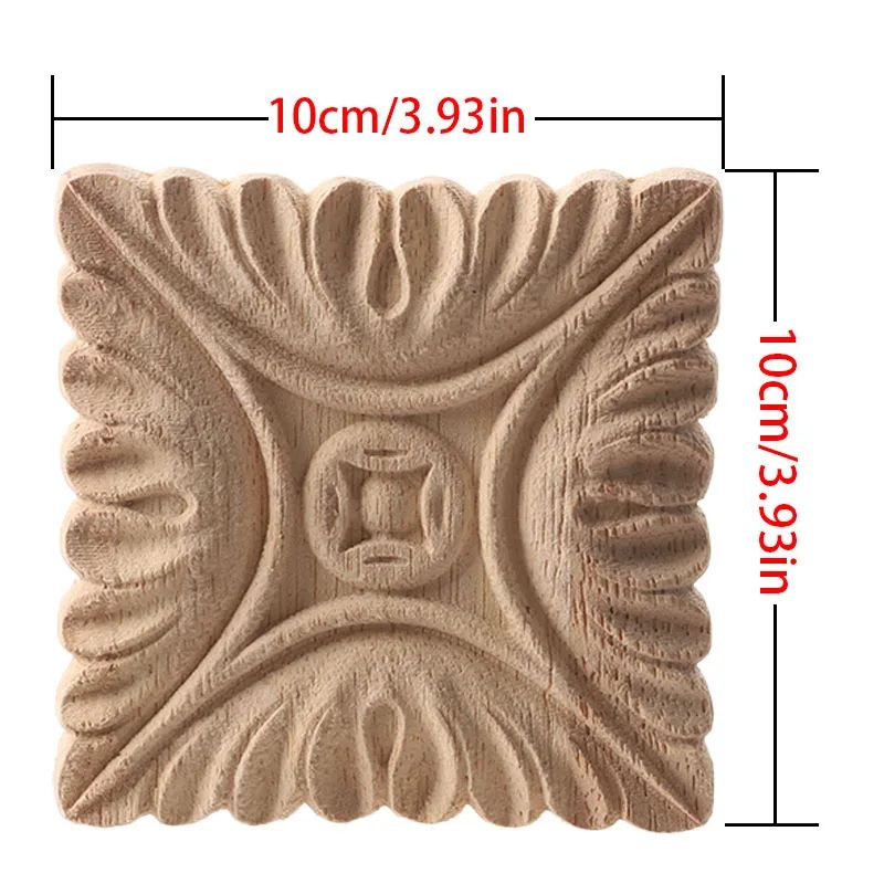 European Carved Wood Corner Applique – Unpainted Floral Furniture Decal for Vintage Home Decor