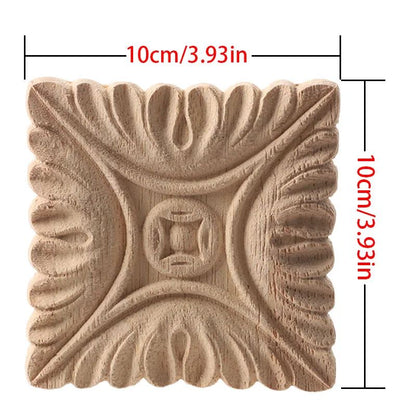 European Carved Wood Corner Applique – Unpainted Floral Furniture Decal for Vintage Home Decor