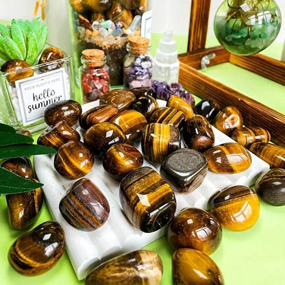 Tiger Eye Tumbled Crystal Stones – Polished Natural Gemstones for Home Decor & Healing