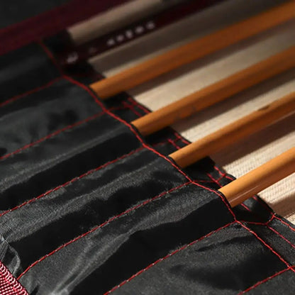 Bamboo Roll Up Calligraphy Brush Holder Case