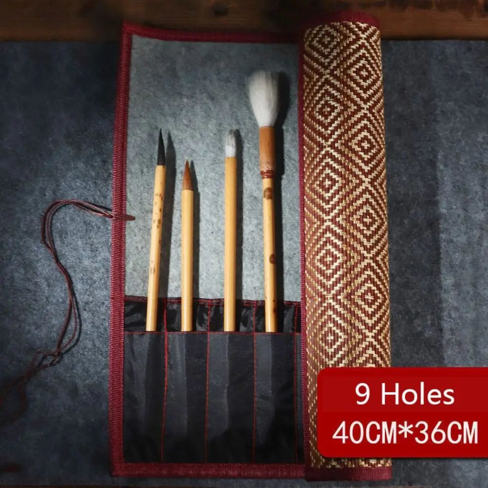 Bamboo Roll Up Calligraphy Brush Holder Case