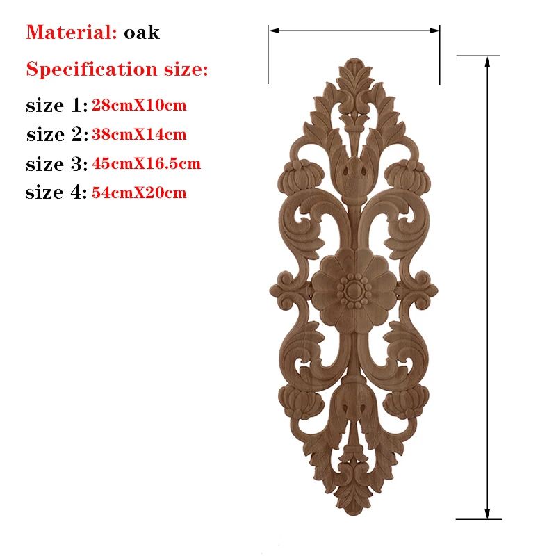 Hand-Carved European Oak Applique – Vintage Floral Wood Onlay Decor for Furniture & Doors