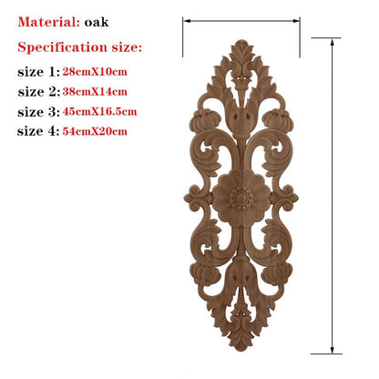 Hand-Carved European Oak Applique – Vintage Floral Wood Onlay Decor for Furniture & Doors