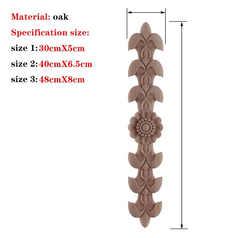 Hand-Carved European Oak Applique – Vintage Floral Wood Onlay Decor for Furniture & Doors