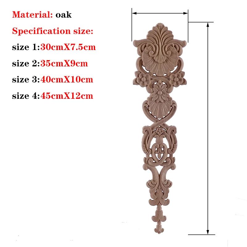 Hand-Carved European Oak Applique – Vintage Floral Wood Onlay Decor for Furniture & Doors
