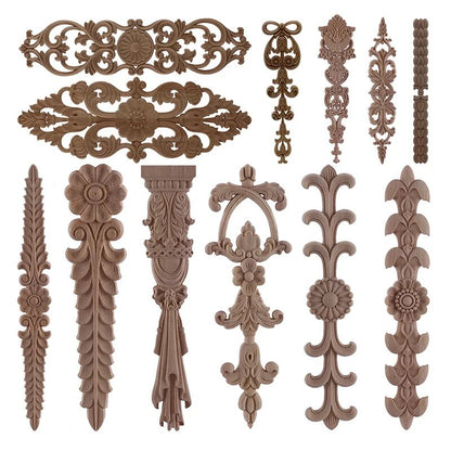 Hand-Carved European Oak Applique – Vintage Floral Wood Onlay Decor for Furniture & Doors