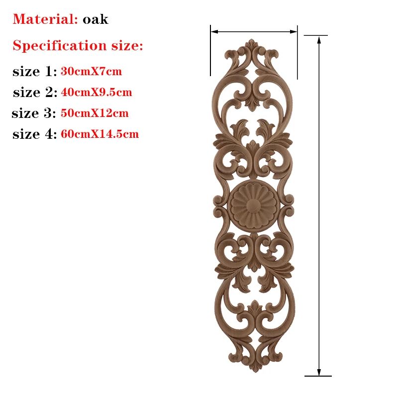 Hand-Carved European Oak Applique – Vintage Floral Wood Onlay Decor for Furniture & Doors