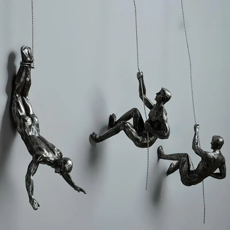 Rock Climbing Man Resin Wall Sculpture – 3D Adventure Wall Art Decor