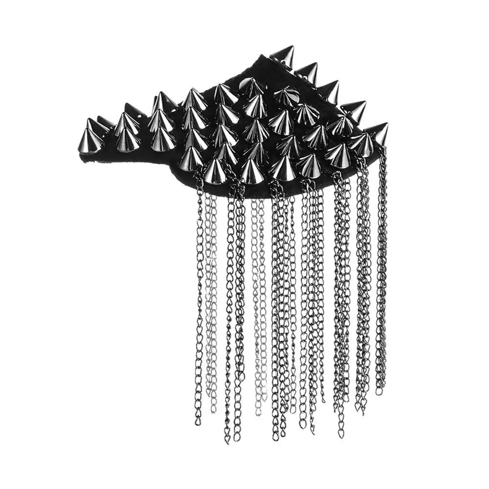 Punk Shoulder Brooch Tassel Epaulet Chain – Statement Metal Shoulder Accessory