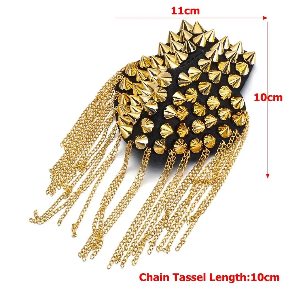 Punk Shoulder Brooch Tassel Epaulet Chain – Statement Metal Shoulder Accessory