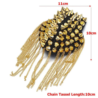 Punk Shoulder Brooch Tassel Epaulet Chain – Statement Metal Shoulder Accessory