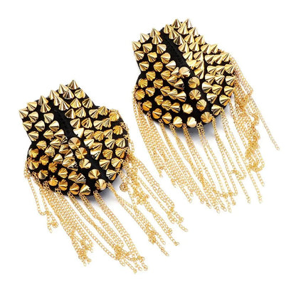 Punk Shoulder Brooch Tassel Epaulet Chain – Statement Metal Shoulder Accessory