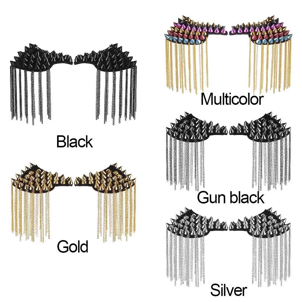Punk Shoulder Brooch Tassel Epaulet Chain – Statement Metal Shoulder Accessory