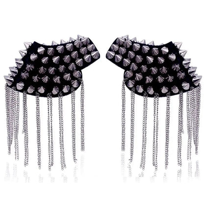 Punk Shoulder Brooch Tassel Epaulet Chain – Statement Metal Shoulder Accessory