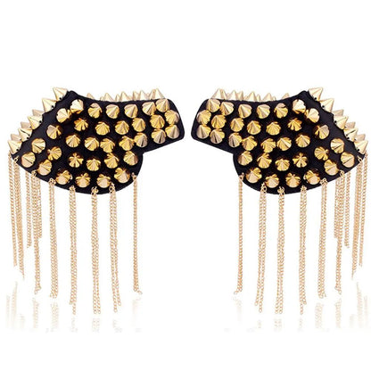 Punk Shoulder Brooch Tassel Epaulet Chain – Statement Metal Shoulder Accessory