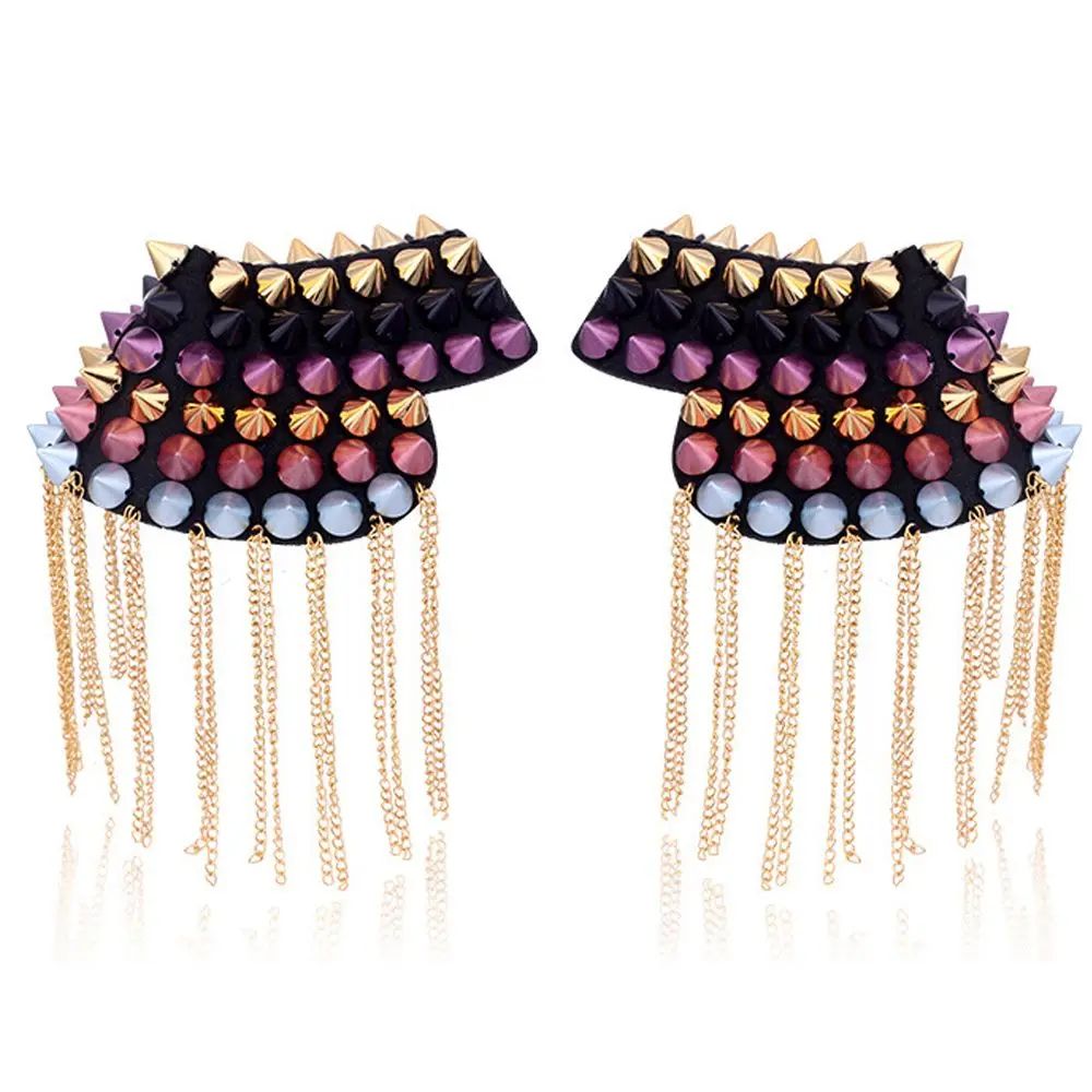Punk Shoulder Brooch Tassel Epaulet Chain – Statement Metal Shoulder Accessory