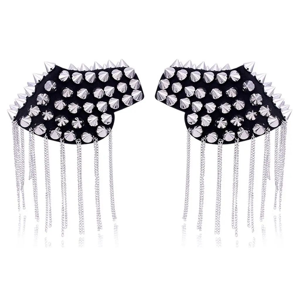 Punk Shoulder Brooch Tassel Epaulet Chain – Statement Metal Shoulder Accessory