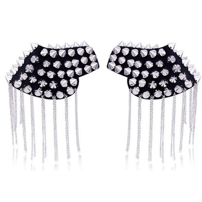 Punk Shoulder Brooch Tassel Epaulet Chain – Statement Metal Shoulder Accessory