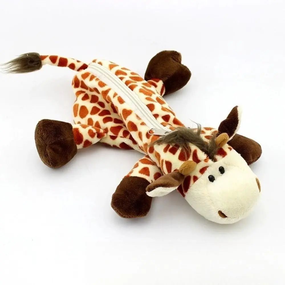 Kawaii Animal Plush Pencil Case Large Capacity Cute Storage Pouch for Kids & Students