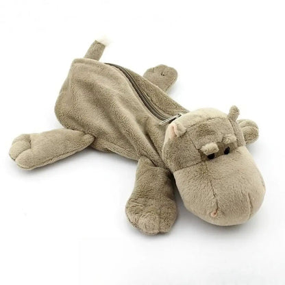 Kawaii Animal Plush Pencil Case Large Capacity Cute Storage Pouch for Kids & Students