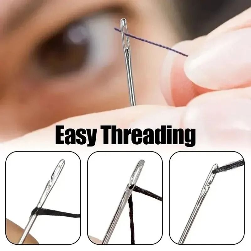 Self Threading Needles Set Easy Thread Sewing Needles Stainless Steel Pack