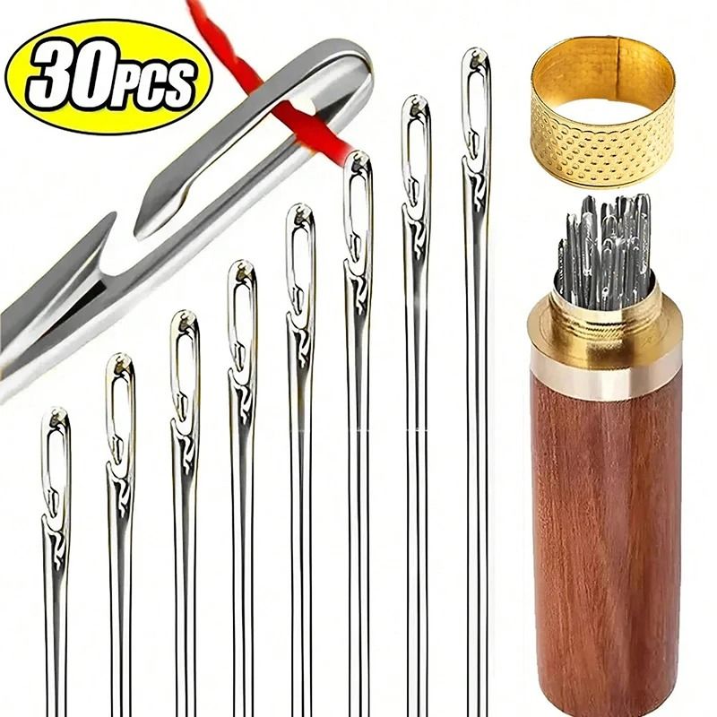 Self Threading Needles Set Easy Thread Sewing Needles Stainless Steel Pack