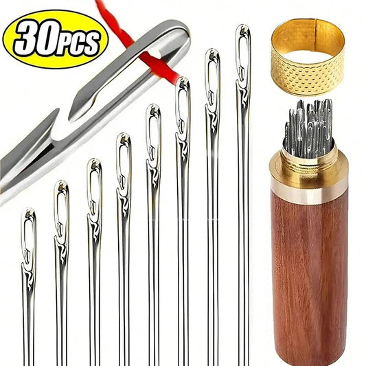 Self Threading Needles Set Easy Thread Sewing Needles Stainless Steel Pack