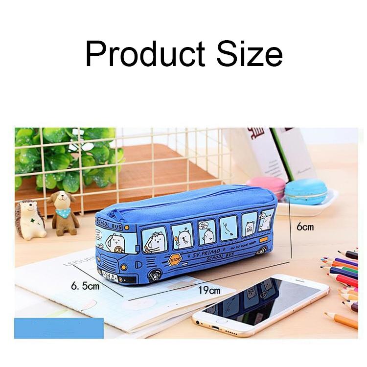 Cartoon Bus Pencil Case Large Capacity Kids School Organizer