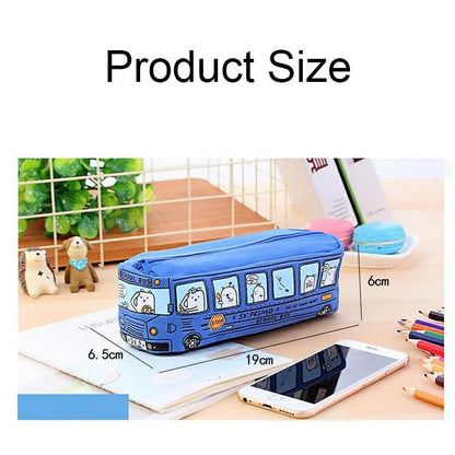 Cartoon Bus Pencil Case Large Capacity Kids School Organizer