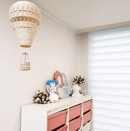 Handwoven Rattan Hot Air Balloon Wall Hanging – Boho Nursery Decor & Baby Photo Prop
