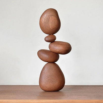 Nordic Solid Wood Stone Puzzle Wall Art – Modern Decompression Decorative Wooden Ornaments