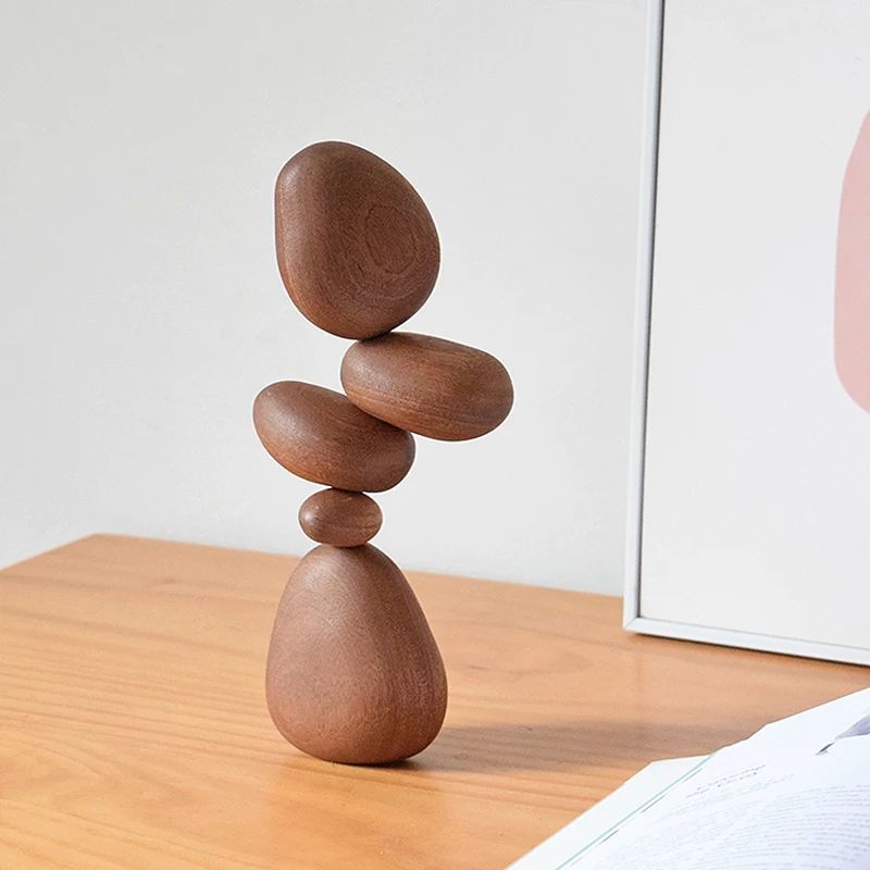 Nordic Solid Wood Stone Puzzle Wall Art – Modern Decompression Decorative Wooden Ornaments
