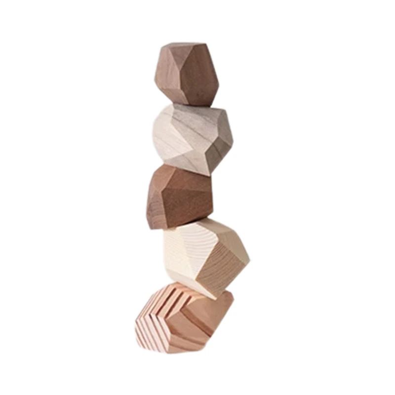Nordic Solid Wood Stone Puzzle Wall Art – Modern Decompression Decorative Wooden Ornaments