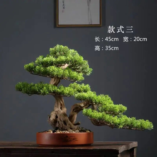 Artificial Welcome Pine Bonsai Tree – Four Seasons Desktop Landscape Plant for Home & Office Decor