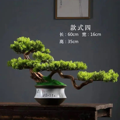 Artificial Welcome Pine Bonsai Tree – Four Seasons Desktop Landscape Plant for Home & Office Decor